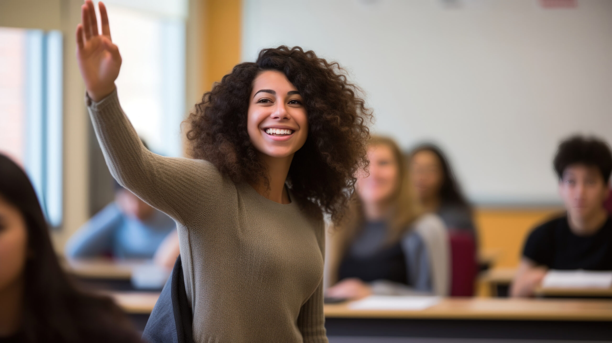 Diverse school educator with engaged students